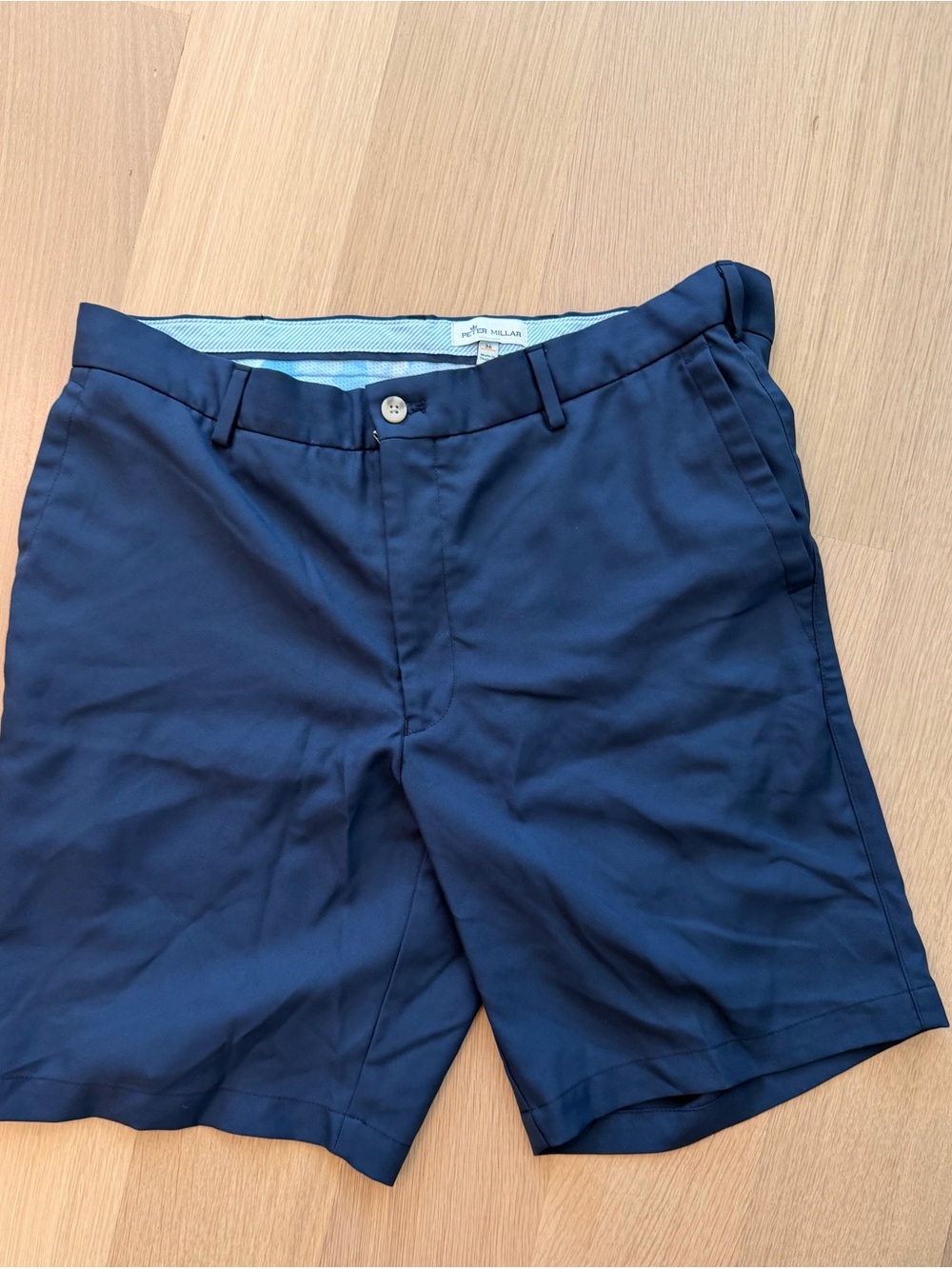 Men’s Peter Millar Navy Performance Stretch Flat-Front Golf Shorts sz 38